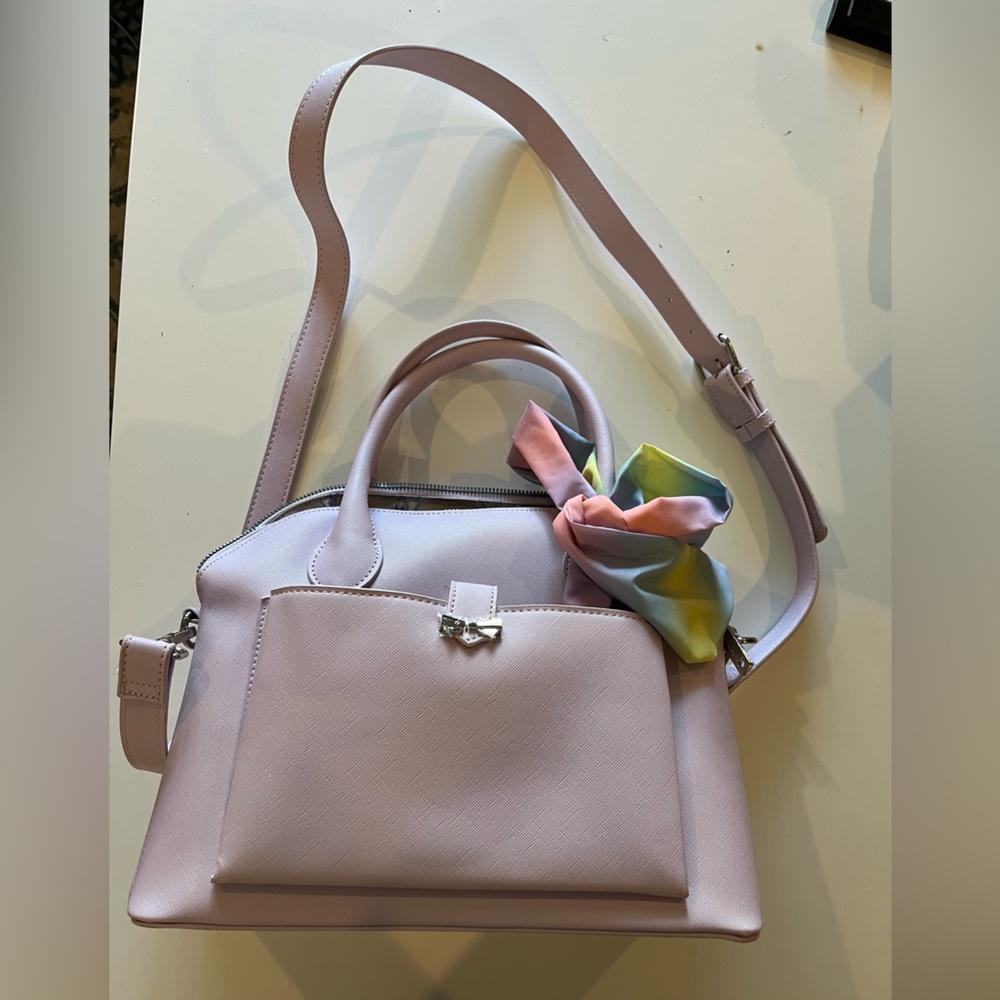 Betsey Johnson | Lavender Structured Satchel Bag with Scarf Accent